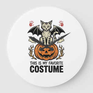 Vintage Halloween Cat Pumpkin Costume Shirt Design Large Clock