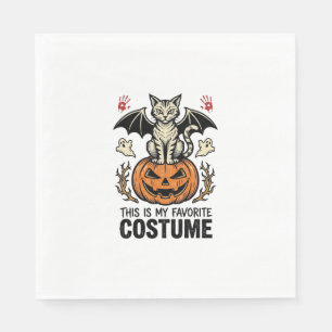 Vintage Halloween Cat Pumpkin Costume Shirt Design Napkin