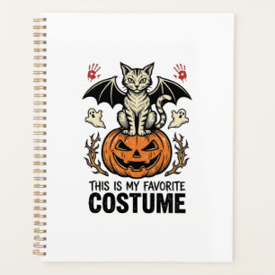 Vintage Halloween Cat Pumpkin Costume Shirt Design Planner
