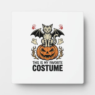 Vintage Halloween Cat Pumpkin Costume Shirt Design Plaque
