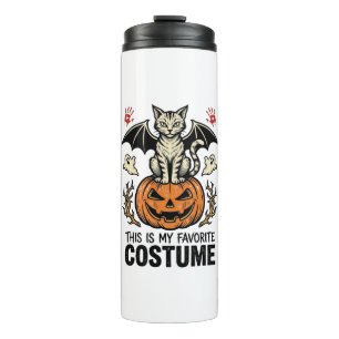 Vintage Halloween Cat Pumpkin Costume Shirt Design Thermal Tumbler