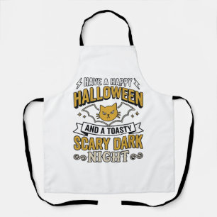 Vintage Halloween Cat Scary Dark Night Design_1 Apron