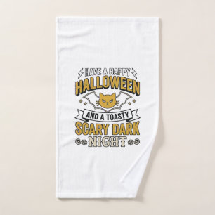 Vintage Halloween Cat Scary Dark Night Design_1 Hand Towel