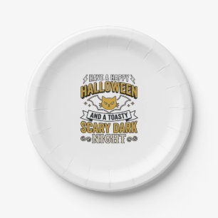 Vintage Halloween Cat Scary Dark Night Design_1 Paper Plate