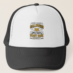 Vintage Halloween Cat Scary Dark Night Design_1 Trucker Hat