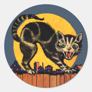 Vintage Halloween Cat Sticker