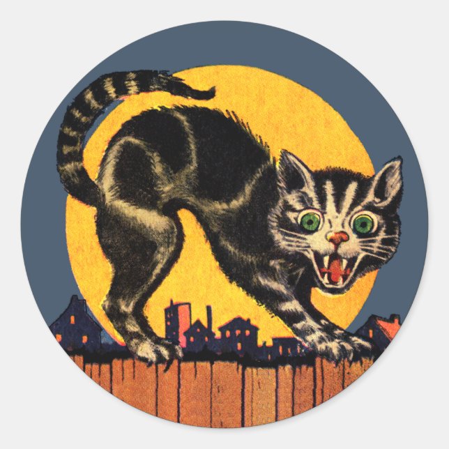 Vintage Halloween Cat Sticker (Front)