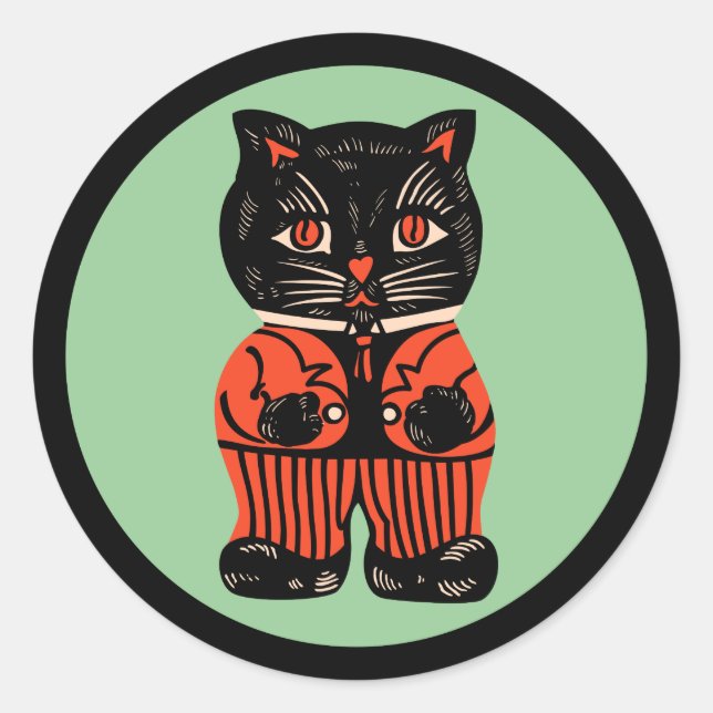 Vintage Halloween Cat Sticker (Front)