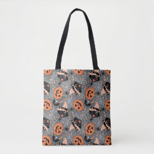 Vintage Halloween Cats and Pumpkins Pattern Tote Bag