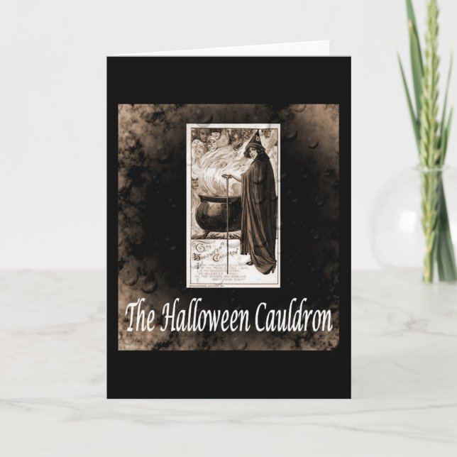 Vintage Halloween Cauldron Card (Front)