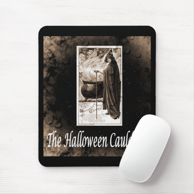 Vintage Halloween Cauldron Mouse Mat (With Mouse)