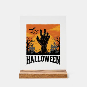 Vintage Halloween Cemetery Zombie Hand Shirt Desig Acrylic Sign