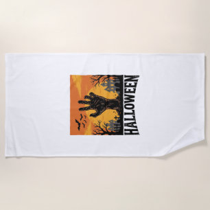 Vintage Halloween Cemetery Zombie Hand Shirt Desig Beach Towel