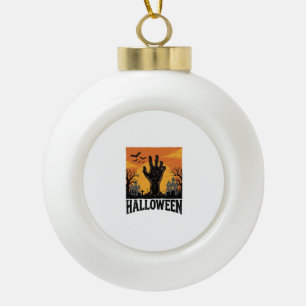 Vintage Halloween Cemetery Zombie Hand Shirt Desig Ceramic Ball Christmas Ornament