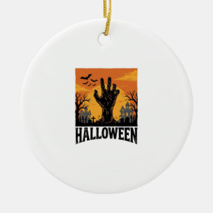 Vintage Halloween Cemetery Zombie Hand Shirt Desig Ceramic Tree Decoration
