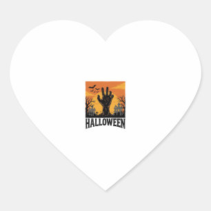 Vintage Halloween Cemetery Zombie Hand Shirt Desig Heart Sticker