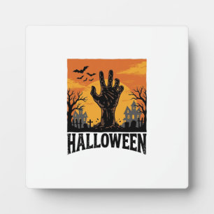 Vintage Halloween Cemetery Zombie Hand Shirt Desig Plaque