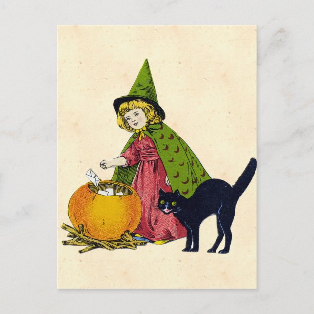 Vintage Halloween Child Postcard (Front)