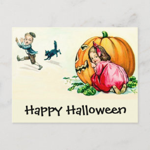 Vintage Halloween Children Having Fun Postcard