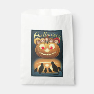 Vintage Halloween Children Hiding Behind Pumpkin Favour Bags