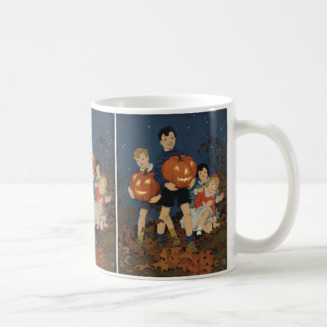Vintage Halloween, Children holding Pumpkins Coffee Mug (Right)