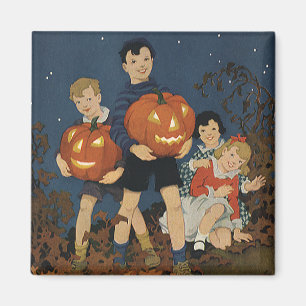Vintage Halloween, Children holding Pumpkins Magnet