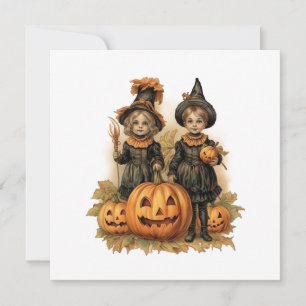 Vintage Halloween Children Holiday Card