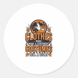 Vintage Halloween Clothes Costume Statement Shirt_ Classic Round Sticker