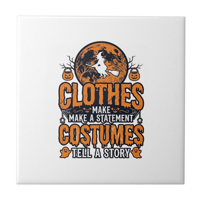 Vintage Halloween Clothes Costume Statement Shirt_ Tile (Front)