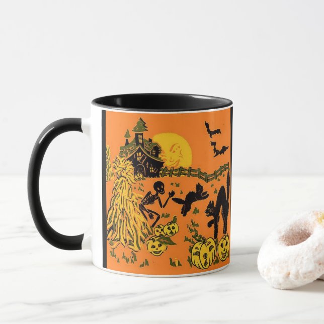 Vintage Halloween Coffee Mug (With Donut)