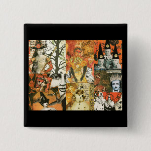 Vintage Halloween Collage 15 Cm Square Badge