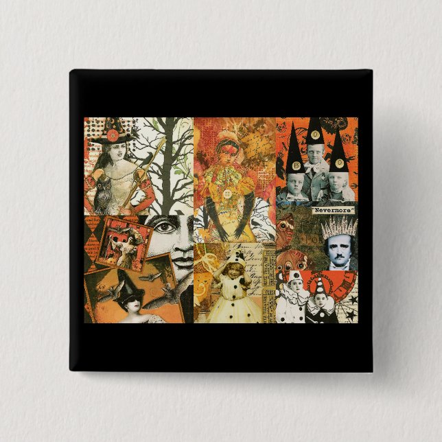 Vintage Halloween Collage 15 Cm Square Badge (Front)