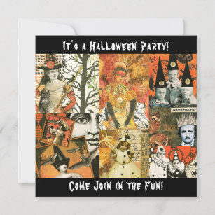Vintage Halloween Collage Invitation