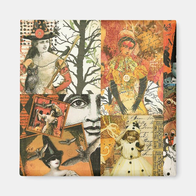 Vintage Halloween Collage Magnet (Front)