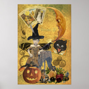 Vintage Halloween Collage Poster
