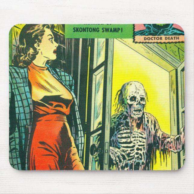 Vintage Halloween Comic Book Mouse Mat (Front)