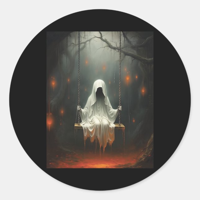 Vintage Halloween Costume Ghost Swing  Classic Round Sticker (Front)