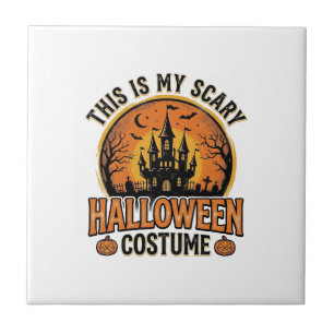 Vintage Halloween Costume Haunted Castle Shirt Des Tile