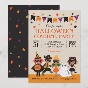 Vintage Halloween Costume Party Dark Skin Invitation