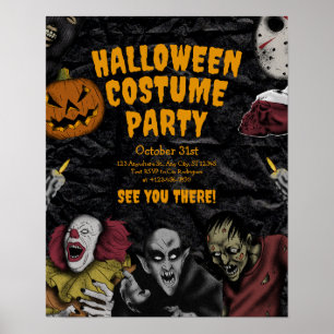 Vintage Halloween Costume Party,Editable Halloween Poster