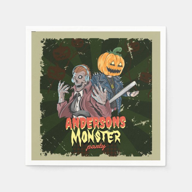 Vintage Halloween Costume theme Birthday Party Napkin (Front)