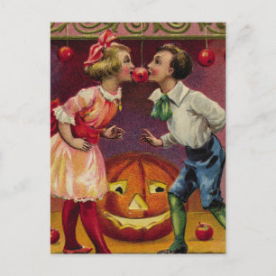 Vintage Halloween Couple Postcard