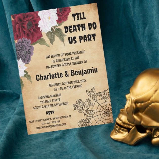 Vintage Halloween Couple Shower Wedding Invitation (Creator Uploaded)