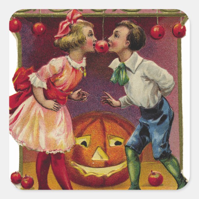 Vintage Halloween Couple  Square Sticker (Front)