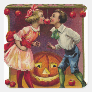 Vintage Halloween Couple  Square Sticker