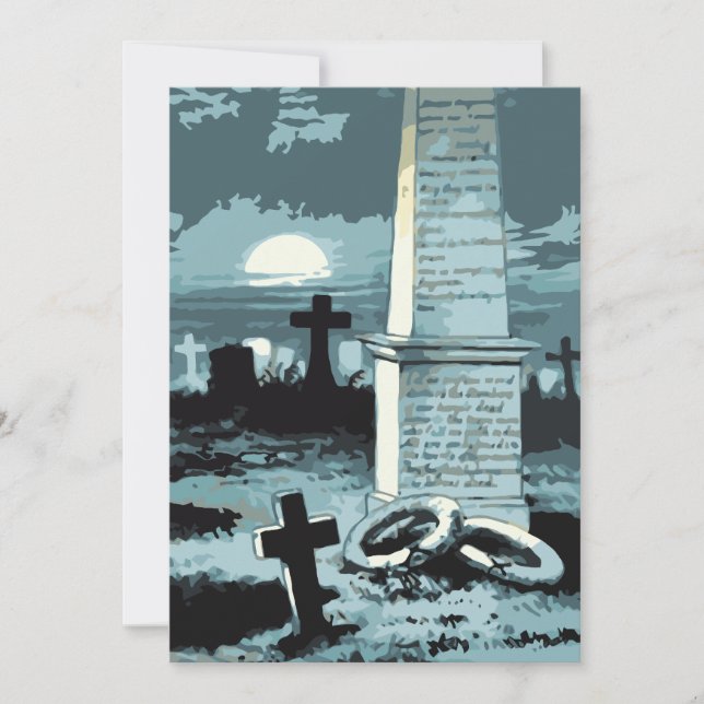 Vintage Halloween, Creepy Cemetery with Graves Card (Front)