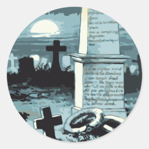 Vintage Halloween, Creepy Cemetery with Graves Classic Round Sticker