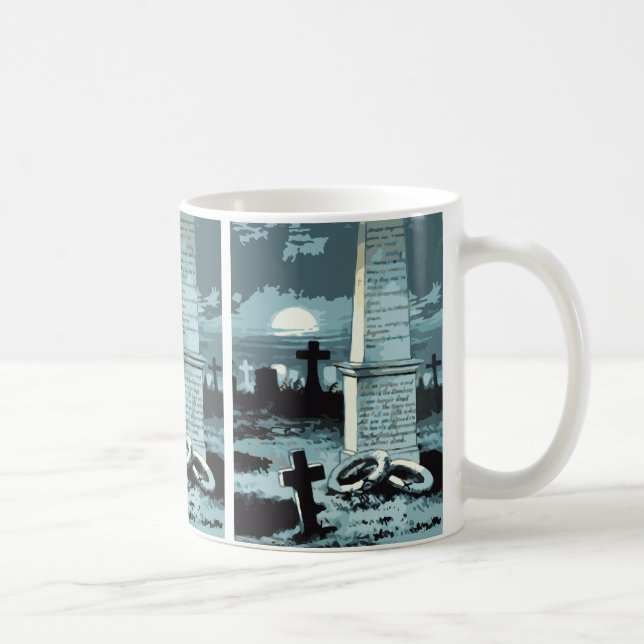 Vintage Halloween, Creepy Cemetery with Graves Coffee Mug (Right)