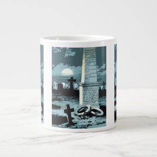 Vintage Halloween, Creepy Cemetery with Graves Large Coffee Mug