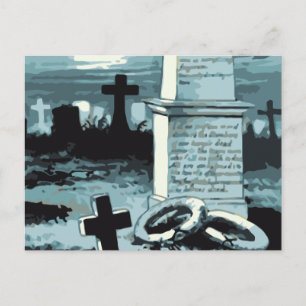 Vintage Halloween, Creepy Cemetery with Graves Postcard